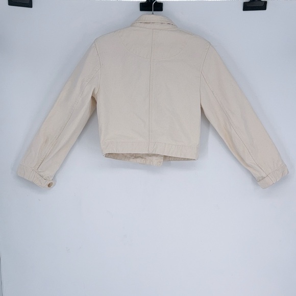 NWOT Anthro Current Air Talia ivory denim trucker jacket SIZE XS - Picture 5 of 7